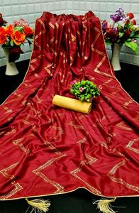 Ropa de Festival india, Sari de seda de algodón con estampado digital de trabajo con blusa sin costuras, ropa de mujer de Color negro al mejor precio - Product Image 5