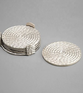 Sous-verre en aluminium avec support, haute qualité, en vrac, fabriqué en inde, fait à la main, Vintage, Unique, moderne, nouveaux Designs, Direct Factory - Product Image 2