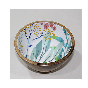Ensaladera decorativa de madera esmaltada con estampado floral elegante y lujoso de madera y frutero para el hogar, el hotel y el restaurante usados - Product Image 1