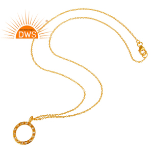 Collar de plata de ley chapado en oro de 18k, joyería, conjunto de topacio blanco, diseño circular, colgante, collar, proveedor de joyería - Product Image 2