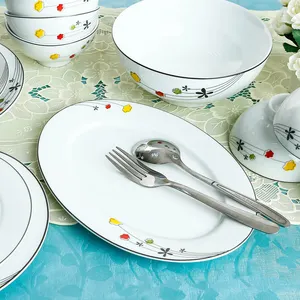 Assiette ovale OEM 10 ''motif floral A04 vaisselle en porcelaine assiettes à dîner ovales assiette ovale grande taille - Product Image 1