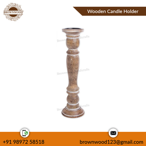 Rustic Mango Wood Candle Holders Set of 3 Burnt <b>White</b> Wash Wooden Candle Stand Set Votive Pillar Holder for Home and Hotels - Product Image 2