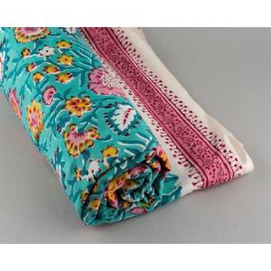 Floral Sea Blue 100% Cotton Quilting Fabric by the Yard <b>for</b> Home Decor Curtains Covers Boys' <b>Toys</b> Masks Inspired Indian Design - Product Image 2