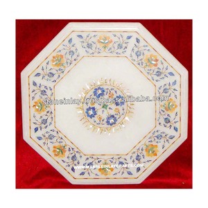 โต๊ะกาแฟ Pietra Dura วางหินอ่อนสีขาว - Product Image 1