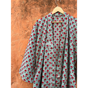 Kimono de noche multicolor unisex para mujer, venta al por mayor, estilo bohemio Hippie, Maxi, ropa de salón, vestido, bloque de mano, estampado para el hogar, de talla grande - Product Image 4