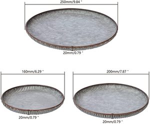 Plateau de service galvanisé gris vintage de forme ronde avec taille personnalisée, parfait pour la maison, la cuisine, la décoration de mariage, pièce de présentation élégante - Product Image 2