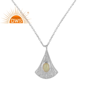 Ethiopian <b>Opal</b> Gemstone <b>Necklace</b> Manufacturer Drop Design Texture 925 Fine Silver Pendant <b>Necklace</b> Jewelry Wholesaler - Product Image 1