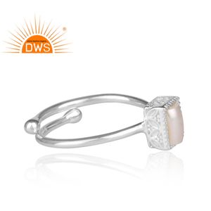 Anillo de Plata de Ley 925 con gema de perla blanca Natural, joyería ajustable - Product Image 3