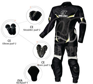 Combinaison de moto en cuir, vêtements de course automobile, ensemble de deux pièces - Product Image 1