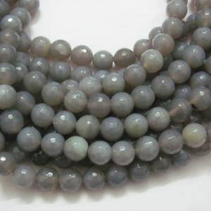 Grey ágata facetas cuentas redondas para la venta | Gris ágata facetas cuentas redondas en línea - Product Image 1