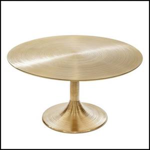 Table basse à dessus rond fini antique Base en métal classique Table au design unique Table basse décorative - Product Image 5