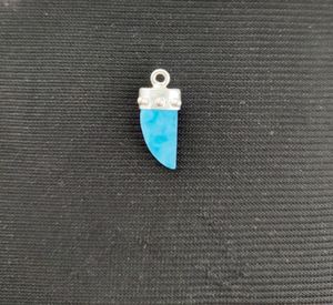 Turquoise Horn Shape Gemstone Pendant for Children Stainless Steel <b>Jewelry</b> with Fancy Bezel Work for Party Occasions - Product Image 2