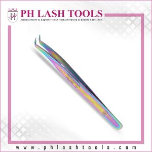 Pincettes multicolores en acier inoxydable, pincettes à pointe étroite pour Extension de cils, pincettes de Volume russe à 90 degrés - Product Image 4