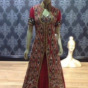 ---New--<b>Bridal</b>-Dress with Heavy--Embroidery--<b>Jacket</b> & Lehenga--Embellished in crystal glass beads stone work for Wedding=2021... - Product Image 1