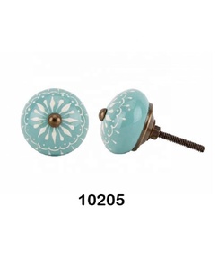 Perilla de cajón con detalle de lágrima de diamante pintado a mano, perilla de cajón de cerámica, Color menta, precio barato, la mejor calidad - Product Image 5