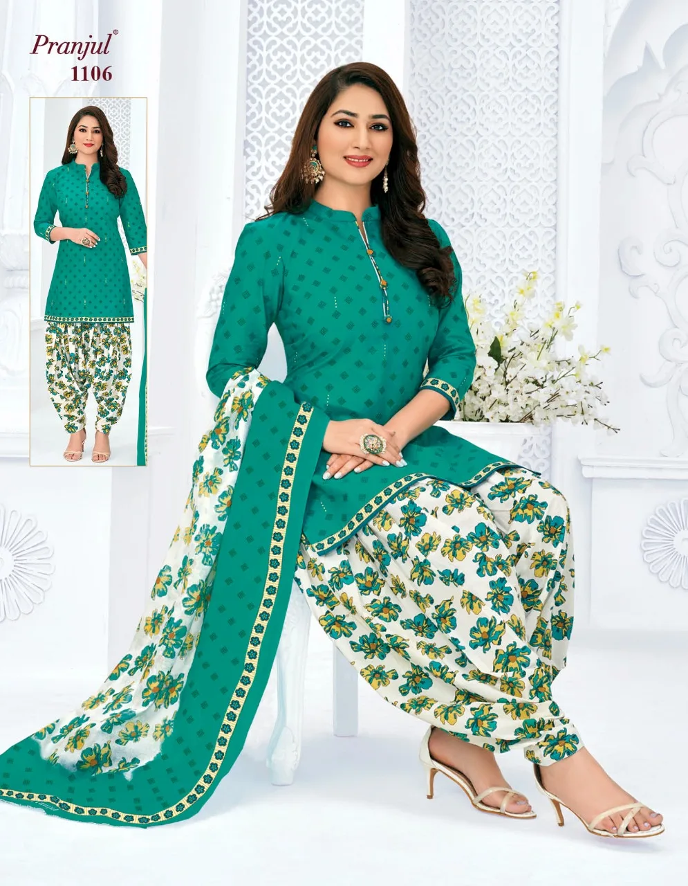 Setelan Desainer Patiyala Salwar Kameez India Set Pakaian Cetak Digital Setelan Kurta Katun untuk Wanita Dupatta, Ekspor Kerajaan