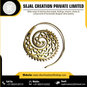 Pendientes tribales de Plata de Ley 925, cuentas con patrón de flores increíbles, hallazgos de joyería al por mayor - Product Image 3