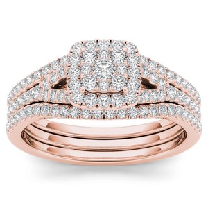 เซ็ตแหวนหมั้นแบบคลัสเตอร์แหวนเพชร14K ประดับเพชรหรูหราคลาสสิกสำหรับ1.00TCW - Product Image 1