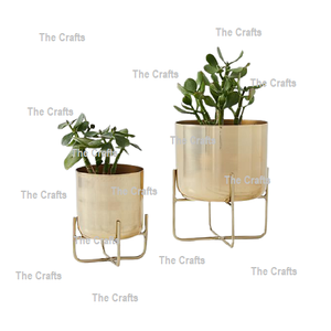 Juego de Dos Macetas de Hierro Color Dorado con Decoración de Jardín de Calidad Deluxe, Macetas para Plantas a Precios Razonables - Product Image 1