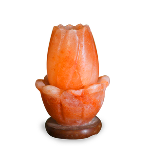 Lámpara de Sal del Himalaya con Forma de Loto, Ecológica, Tallada, Estilo Antiguo, Opciones Multicolores, Decoración para el Hogar y Días Festivos - Product Image 1