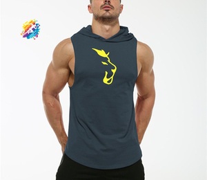 เสื้อกล้ามสำหรับผู้ชาย,ออกแบบของคุณเองผ้าฝ้ายล้วนเพาะกายฟิตเนสสนิงเกอร์ยิมสปอร์ต - Product Image 1