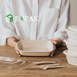 마이크로파 안전한 Compostable 사탕수수 식품 포장 상자