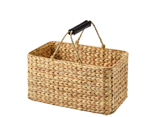 Cesta de almacenamiento de jacinto de agua natural hecha en Vietnam, cesta de tela hecha a mano colorida con asa para ropa y plantas - Product Image 2