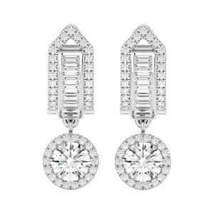 Rikhava Diamonds Pendientes de solitario de oro blanco de 10K de alta calidad El mejor precio para accesorio de lujo de diamante natural - Product Image 1