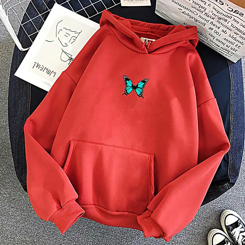 Uzun kollu kadın triko Hoodies örgü hırka giysileri hoodies sweatshirt 2020 kelebek logo ile