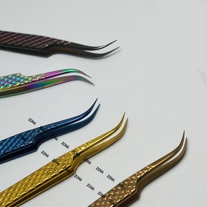 Pince à cils classique à manche bleu à pois, pointe fine pour prélever les cils, marque privée - Product Image 6