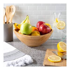 Bol à fruits en bois, grand plat de service ovale, finition naturelle, décoration de cuisine - Product Image 1