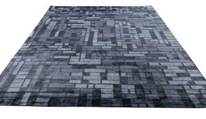 Handmade Màu Xanh Hình Chữ Nhật Gân Len Lụa Tây Tạng Thảm Cắt Đống Sọc Mô Hình Sinh Thái Thân Thiện Với Môi Phòng Khách Trang Trí Nội Thất Sàn Bao gồm - Product Image 3