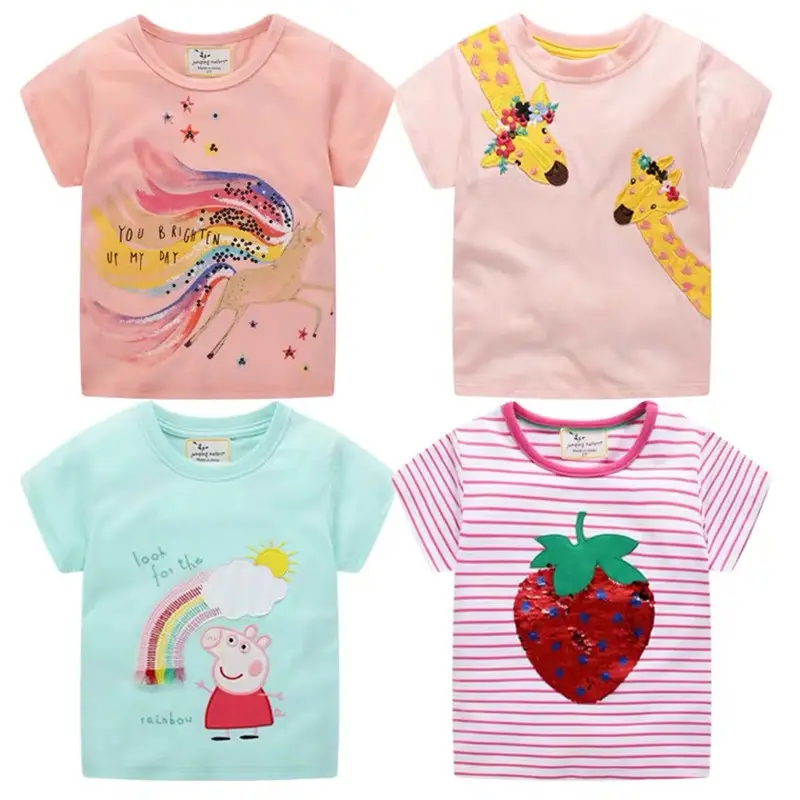 premium quality 100% cotton good quality factory price custom cute kids girl t shirt made in India