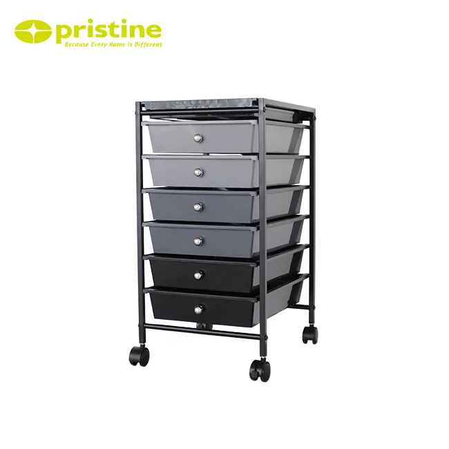 6-PP plastic drawers rolling storage cart | Taiwan | pp | tray on the top | organizer trolley | utility | wheels