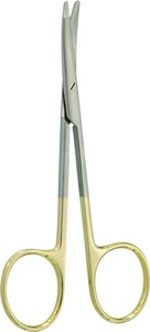 Tijeras de blefroplastia Hoja de acero inoxidable de 4,5 pulgadas Fuente de alimentación manual Puntas planas curvas Base de un instrumento quirúrgico - Product Image 2