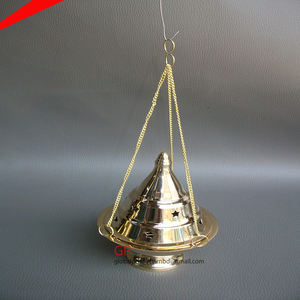 Encensoir suspendu en laiton pur, brûleur, porte-encens personnalisé, plaqué or - Product Image 4