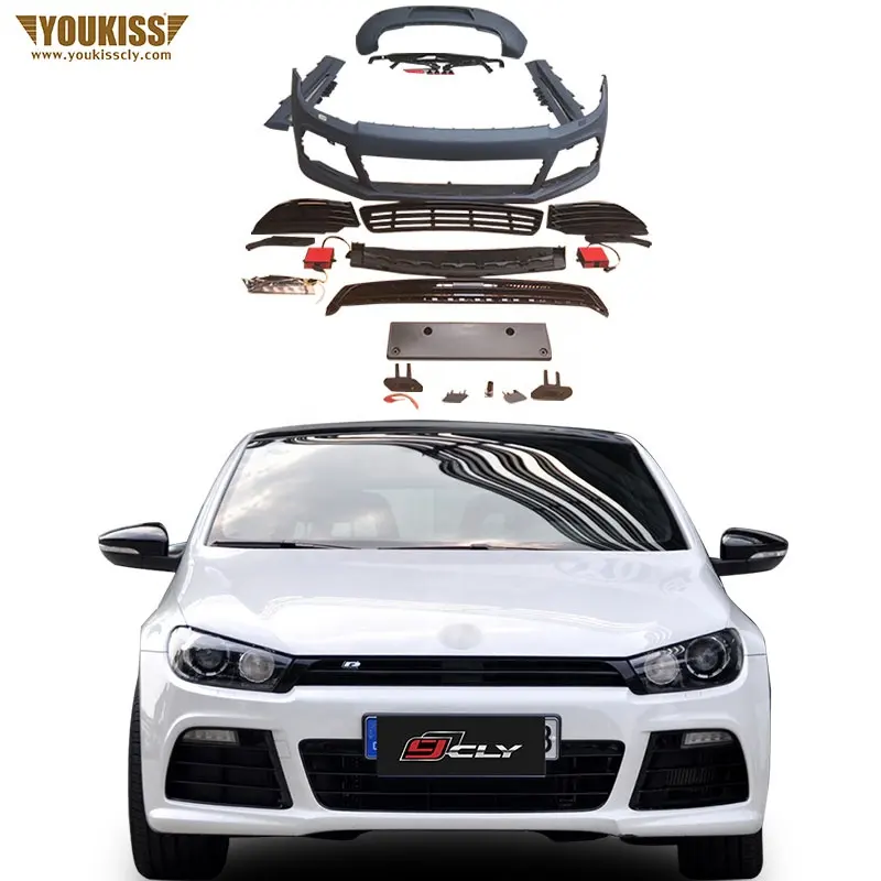 Ukiss Body Kits Voor 2008 + Vw Scirocco Facelift R Lijn Voor Achter Auto Bumpers Auto Roosters Side Rok Deur panel Rear Diffuser