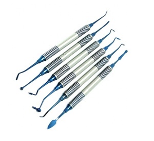 6 uds instrumentos de relleno de resina compuesta Dental espátula cabeza chapada en titanio relleno mango grueso juego de restauración conjunto de herramientas dentales - Product Image 1