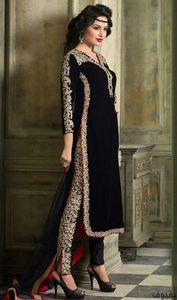 Vestido largo con pantalón para fiesta, traje con apliques elegantes, para trabajo, boda, impresionante, pesado, Kurta, 2021 - Product Image 2