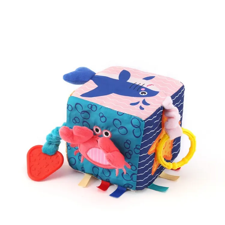 Cube Plush Toys Sea Animal Soft Foam Cloth Building Block Baby Early Education Juguete Para Bebes Baby Spielzeug