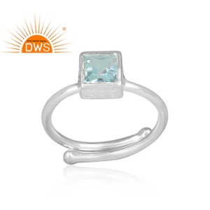 Blue Topaz Gemstone <b>Ring</b> Jewelry Supplier Handmade <b>925</b> Sterling <b>Silver</b> <b>Ring</b> Jewelry Manufacturer - Product Image 2