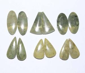 พลอย Cabochon คู่ทำจากงู,พลอยเทียมสีเขียวธรรมชาติขนาดฟรีสำหรับทำเครื่องประดับ DIY คู่หิน - Product Image 2