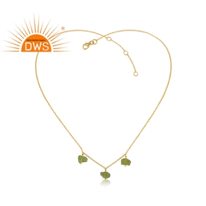Collar de piedras preciosas de peridoto Natural para niñas, joyería de plata chapada en oro de 14k, venta al por mayor - Product Image 2