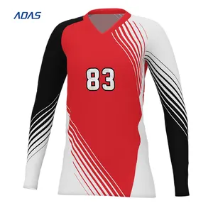 Customized Custom Design Your Own Logo Volleyball T Shirt Ladies Full Sleeve Volleyball Jersey Digital Printing Polyester