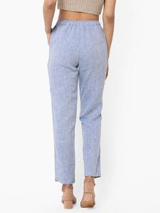 Pantalón de lino 100% hecho a mano para mujer, estilo frontal plano, fabricado directamente con cintura media, sostenible - Product Image 2