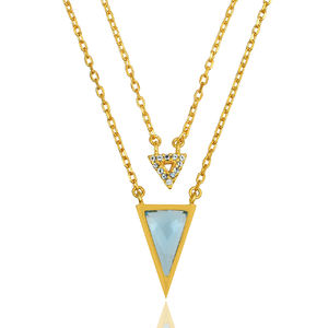 Joyería fina de moda chapada en oro plata esterlina 925 Topacio Azul collar de piedras preciosas para mujeres y niñas joyería de regalo - Product Image 2