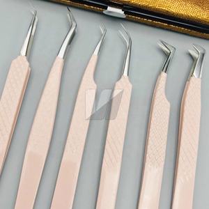 Professional Japanese Sustainable Stainless Steel <b>Eyelash</b> <b>Extension</b> Tweezers Customized Logo Peach Diamond Grip High Pointed - Product Image 3