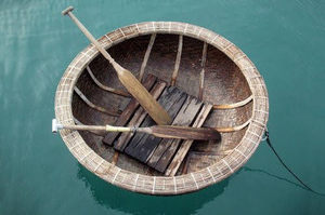 Barco Coracle de bambú hecho a mano de Vietnam de 2 metros de diámetro/Barco de viaje de pesca con característica de bambú redondo Natural para Río - Product Image 2