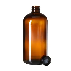 Bouteille avec couvercle pour la bière, conteneur de 1l de 1000ml, en verre d'ambre, 32 once, pour boissons, keeffir, marque privée