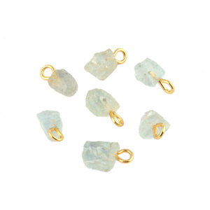 Eautiful-conector de piedra de Aguamarina en bruto natural, piedra de nacimiento de piedra preciosa chapada en oro/plata, hecho a medida - Product Image 4